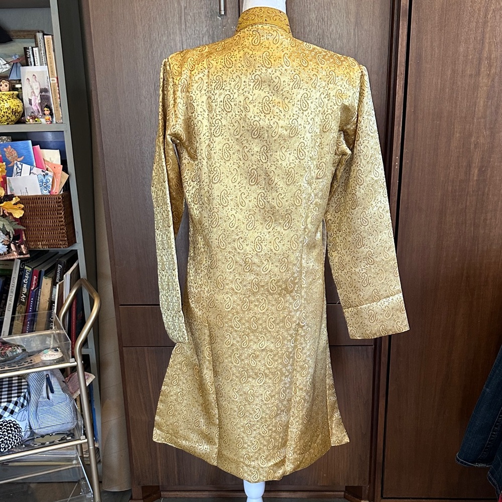 Ethnic Indian Wear Gold Brocade Embroidered Tunic Jacket Dress - Picture 5 of 7